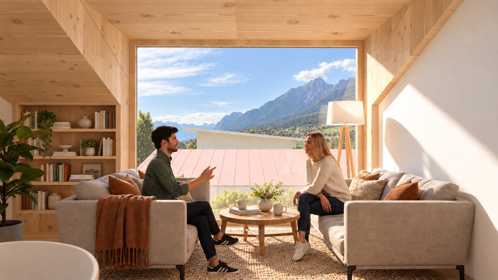 Einfamilienhaus Rumersteig – Visualisierung Wohnraum im Dachgeschoss