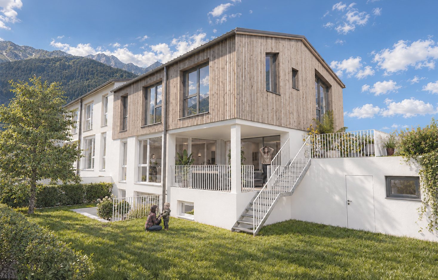 Doppelhaus Thaur – Visualisierung Gartenseite