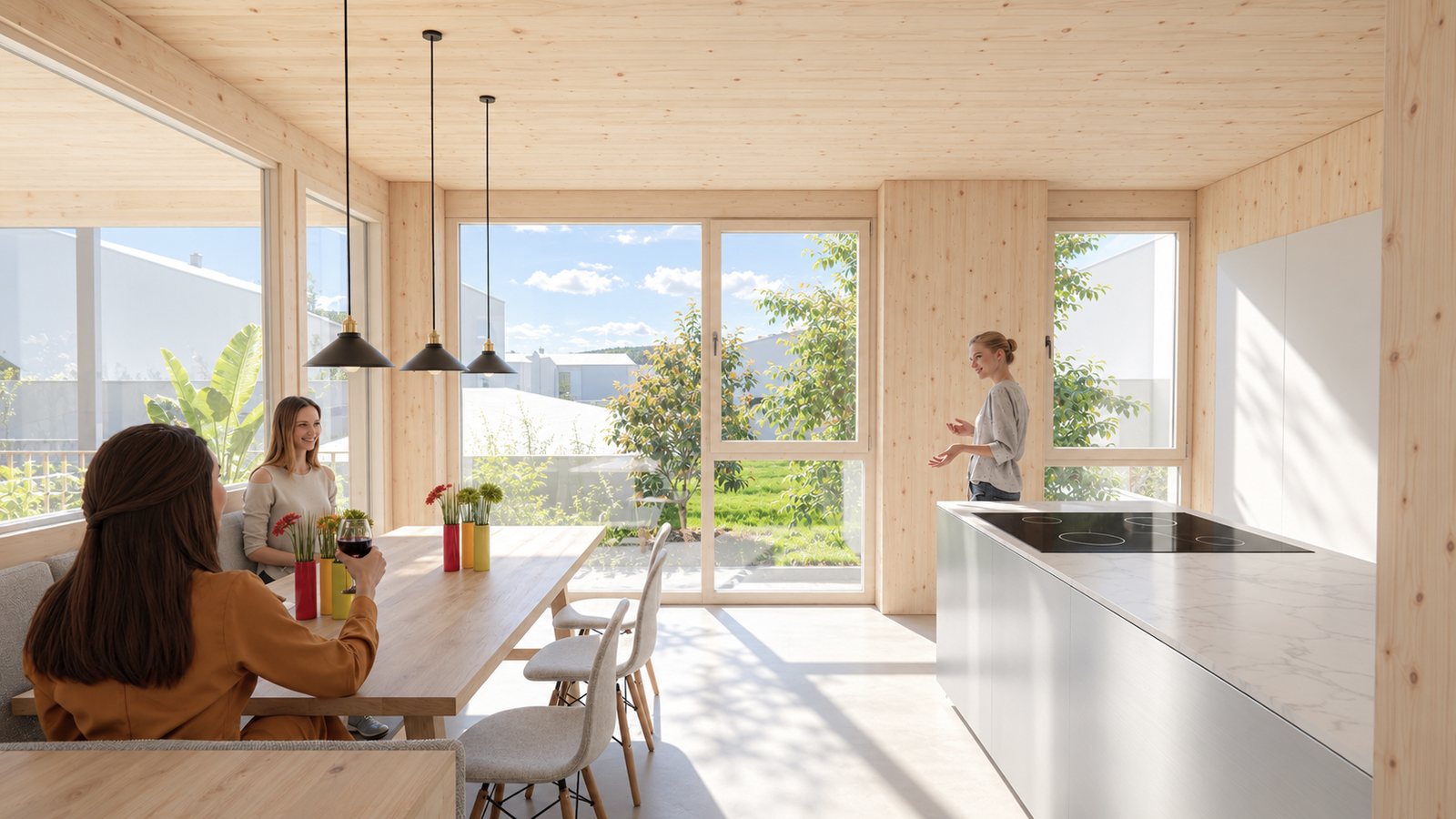 Doppelhaus Thaur – Visualisierung Wohn- und Essbereich