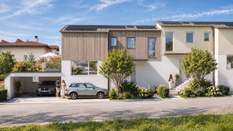 Doppelhaus Thaur – Neubau-Visualisierung, weitere Ansicht